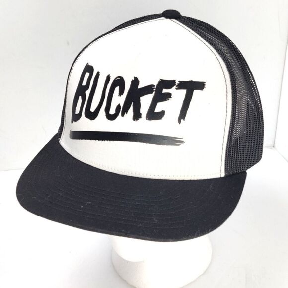 "bucket" novelty Baseball Trucker Cap Hat Black & White Mesh Back Adjustable - Picture 1 of 5